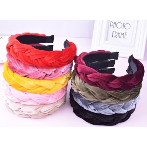 Winter Thick Velvet Headband Turban Crown Hairband Braided Velvet Headbands Headwraps Women Hair Hoop Head band Hair Accessories