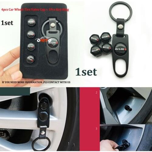 1set Key ring Car Tire Valve Wheel Caps Motorcycle Bolt Nut Air Stem Covers for Nissan Teana Sylphy Qashqai Livina Tiida Nismo