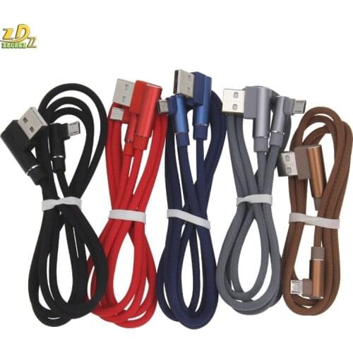 100pcs/lot 1M/2M/3M 2side 90 Degree Fabric Elbow Micro 5pin 8pin Type-C Fast Charging Data Cable for Sumsung HTC Iphone