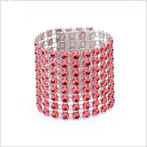 100Pcs/Lot Plastic Rhinestone Wrap Red Napkin Ring New Napkin Rings Chair Buckle Hotel Wedding Supplies Home Talbe Decoration