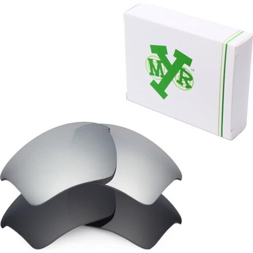 2 Pairs Mryok POLARIZED Replacement Lenses for Oakley Half Jacket 2.0 XL Sunglasses Stealth Black & Silver Titanium