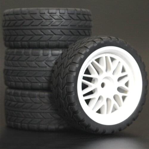 4PCS 1/10 Rubber Tire RC Racing Car Tires On Road Wheel Rim Fit For HSP HPI RC Car Part Diameter 65mm Tires 94123-94122