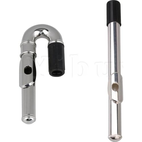 Yibuy Flute Accessory Brass Flute Head Jiont & Nickel Plated Curved Head Joint