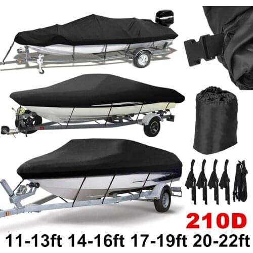 Aunct 11ft - 22ft 210D Trailerable Boat Covers Waterproof Rain Proof Sunproof UV Protector Speedboat Boat Cover Fishing Ski D45
