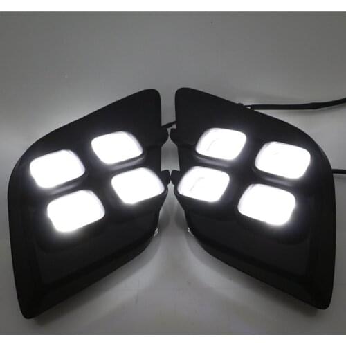 Car Flashing 2Pcs LED Daytime Running Light LED DRL For Toyota Hilux revo Vigo 2015 2016 2017 fog lamp With yellow turn signal