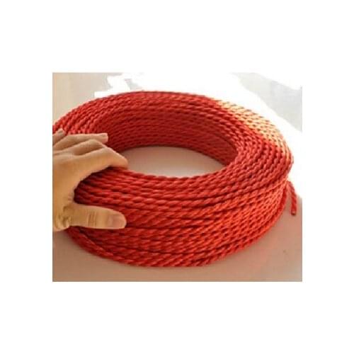 Free shipping 100meters Red color 2 core 0.75mm2 Textile Electrical Wire Vintage Lamp Cord Braided Wire