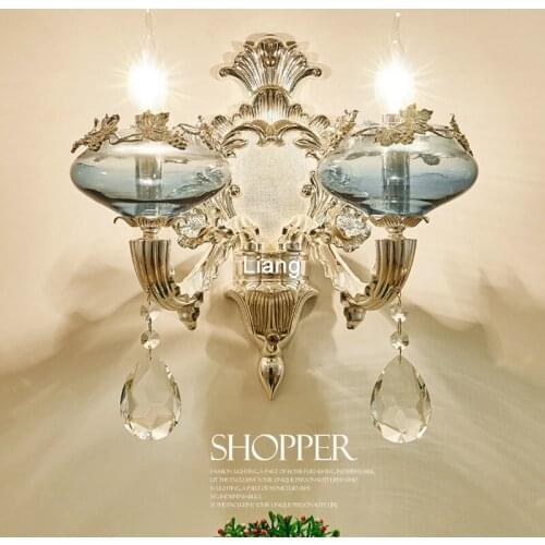 Free Shipping European Crystal Bedside Wall Mounted Decora Lamps 1L/2L European Zinc Alloy K9 Crystal Wall Lamp 100% Guaranteed