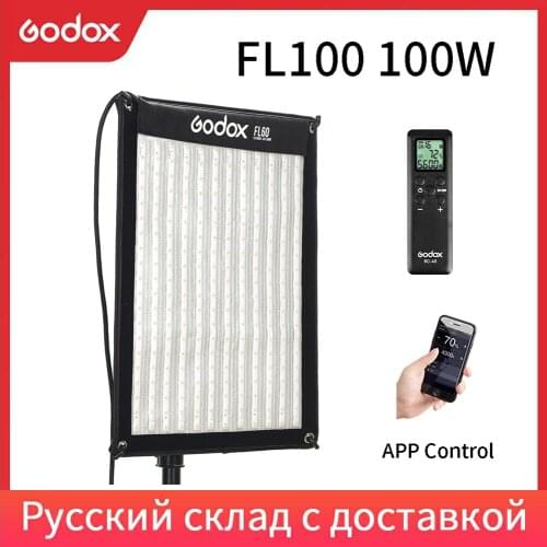 Godox FL100 100W Flexible LED Video Light Rollable Cloth Lamp with Controller + Remote Control + X-shape Support +Mobile APP