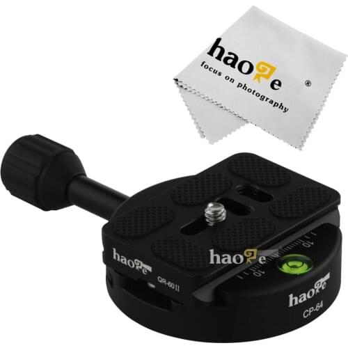 Haoge 64mm Screw Knob Clamp Adapter with 60mm QR Quick Release Plate for Camera Tripod Ballhead Monopod Ball Head Fit Arca Swiss