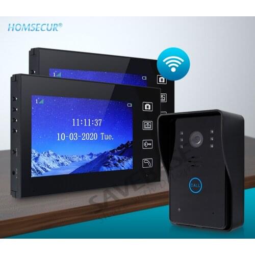 HOMSECUR Wireless 2.4G 7 Inch Digital Lcd Ir Camera Video Door Phone Intercom System 1V2