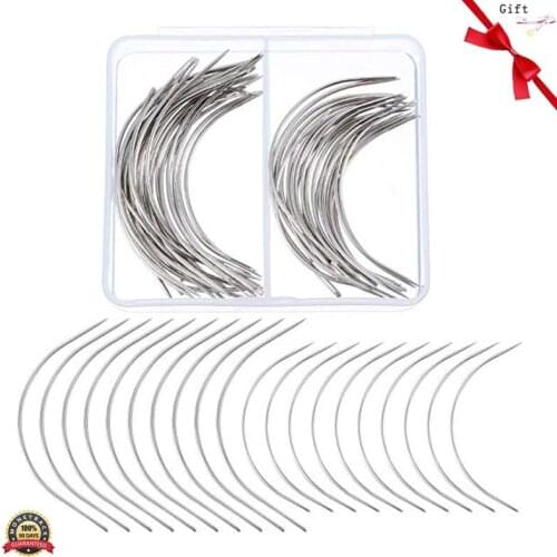 C Type Curved Needles Hand Sewing Needles Hair Weave Needles for Wig Making Carpet Leather Canvas Repairing Modelling and Craft