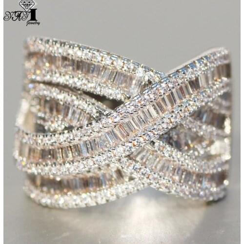 YaYI Fine Jewelry Fashion Princess Claw Set Cut White Cubic Zirconia Silver Color Engagement Wedding Party Leaves Gift Rings