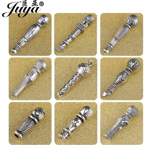 JUYA 20pcs/lot Ancient Alloy Hollow Long Stick Shape Beads Decoration Beads Bracelet Pendant DIY Jewelry Making Findings