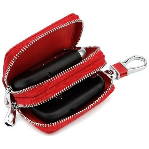 Car Key Leather Remote Holder Zipper Cover Case Accessories