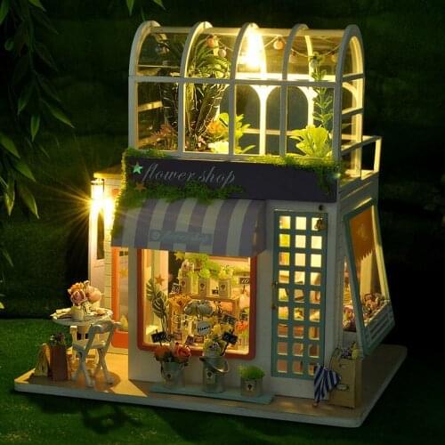 Doll House Furnitures Diy 3D Wooden Miniaturas Assemble Dollhouse Toys for Children Birthday Gifts