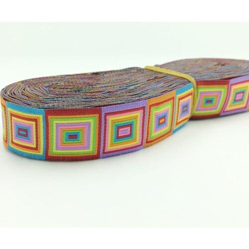 2016 NEW wholesale 5/8" 16mm Rainbow Square Multi Tone 10 Yards/20 Yard 100% Polyester Woven Jacquard Ribbon For DIY Dog Collar