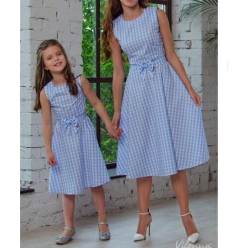 New summer Family Dress Mother and Daughter Matching BOHO Skirt Womens Girls Sleeveless Long Dresses