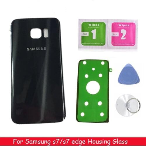 Original For SAMSUNG Galaxy S7 G930 SM-G930F S7 Edge G935 G935F Back Glass Battery Cover Rear Door Housing Case Back Glass Cover
