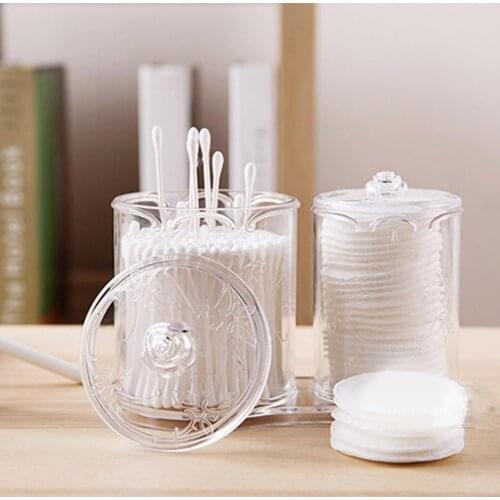 Plastic Cotton Swab Box Storage Box Crystal Cotton Pad Box Transparent Jewelry Box Portable Travel Makeup Cosmetic Organizer