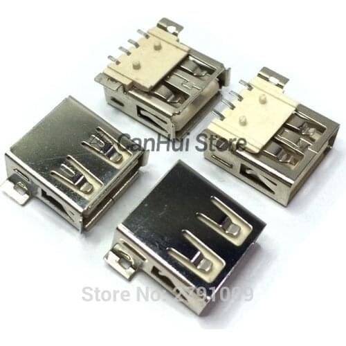 10PCS USB Type A Standard Port Female Solder Jacks Connector PCB Socket USB-A type SMT 4Pin Flat edge/Curling edge