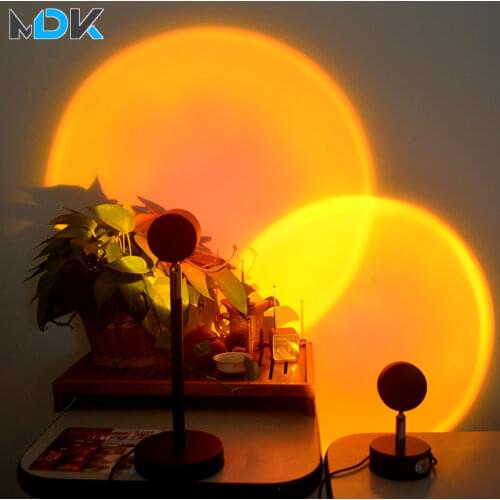 USB Rainbow Sunset Red Projector Led Night Light Sun Projection Desk Lamp for Bedroom Bar Coffee Store Wall Decoration Lighting