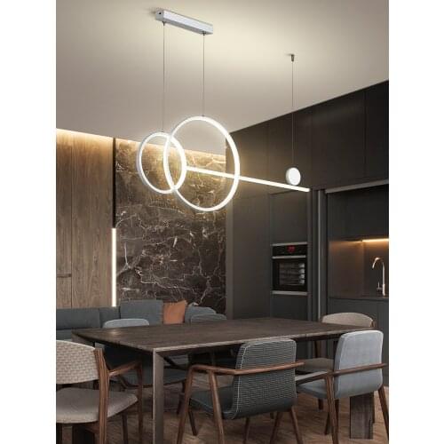 LED Creative Dining Room Chandelier Minimalist Bar Living Room Nordic Pendant Chandelier Designer Modern Round Deco Hanging Lamp