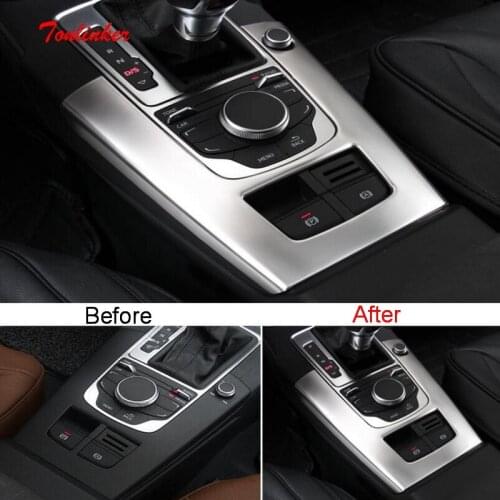 Tonlinker Interior Gear Position Cover Case stickers For AUDI A3 2014-17 DIY Car styling 1 PCS Stainless Steel Cover stickers