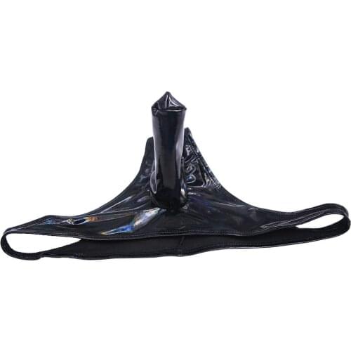 Man Underwear PVC Faux Leather Briefs Dazzle Colour Panties Crotch Seam Pleated Undershorts Shap Penis Sleeve Leater Underpants