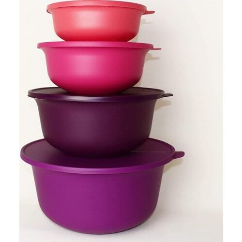 TUPPERWARE Aloha Bowl 4 Piece Set, 1L + 2L + 4L + 7,5L Colorful, Salad Bowl