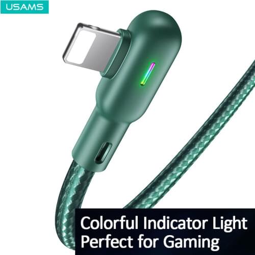 USAMS 90 Degree Type C Cable for Samsung S20 Redmi Note 7 9s Charging Cable for iPhone 11 Pro Max X Reversible Micro USB Cable