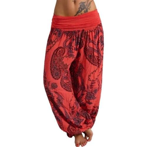 2020 Spring Autumn Bohemian Pants High Waist Casual Hip Hop Harajuku Loose Women Wide Leg Harem Pant Fashion Boho Pantalon Femme