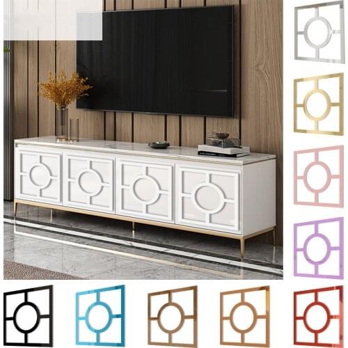 15/20/27cm Simple Hollow Design Mirror Sticker Furniture TV Cabinet Retrofit Mirror Sticker Room Porch Wall Decor Acrylic Decals