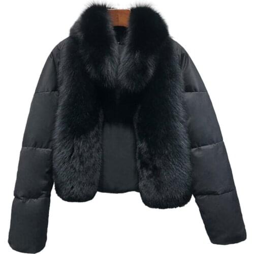 2020 winter jacket women real fur coat natural fox fur collar loose short coat thick warm white duck down jacket korean clothing