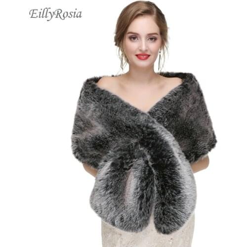 2018 Elegant Faux Fur Capes for Women Winter Warm Fashion Wedding Cape Jacket Wraps Bridal Fur Stoles Boleros De Novia 6 Colors