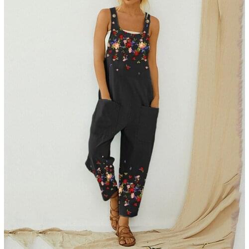 Overalls For Women Jumpsuits Linen Plus Size Overalls Casual Loose Dungarees Romper Baggy Playsuit Jumpsuit Combinaison Femme
