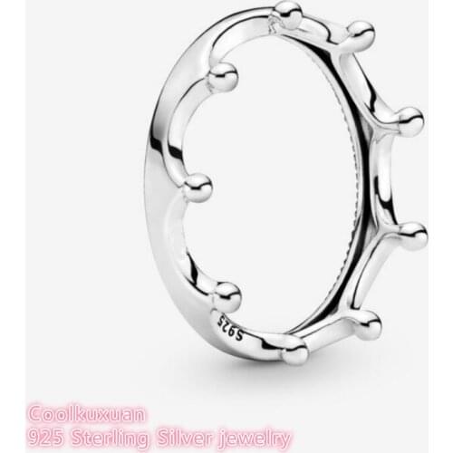 100% 925 Sterling Silver Polished Crown Ring For Women Wedding Gift Original Jewelry Accessories