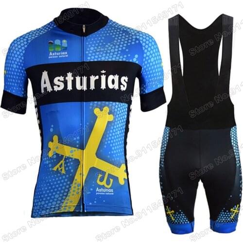 2021 Team Asturias Cycling Jersey Set Summer Clothing Road Bike Shirts Suit Bicycle Bib Shorts MTB Wear Maillot Ropa