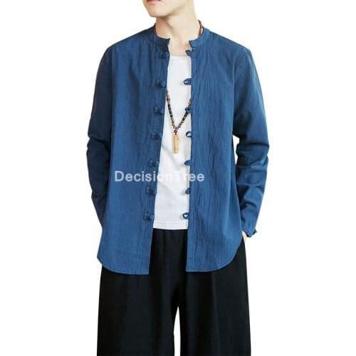 2021 men traditional chinese clothing tops tang suit hanfu chinese shirt style clothes blouse kung fu tai chinese style shirt