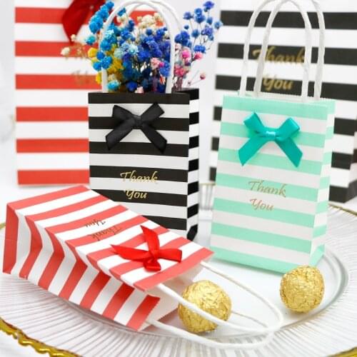 5PCS Bronzing Thank You Paper Bags Gift Bags Packing For Sweets Candy Cookie Present Birthday Party Goodie Bags For Sweets Tote