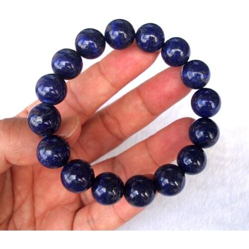 Free Shipping Natural Lapis Lazuli Round 12mm Beads Bracelet Women Man Jewelry Accessories Weddings Parties Birthday Gift