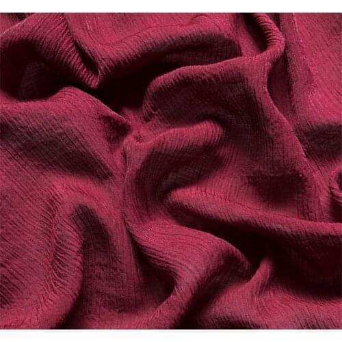 CF933 Crinkle Cloth Silk Linen/Shiny Berry Red Luxury Ripple High-ranking Custom Fabric Illuminant NO-elastic Fabric For Women