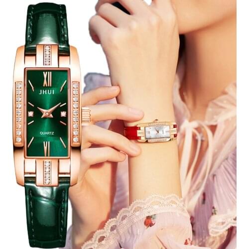 Retro Rectangle Women Watches Simple Diamond Dial Ladies Quartz Wristwatches Fashion Casual Female Watch Vintage Leather Clock