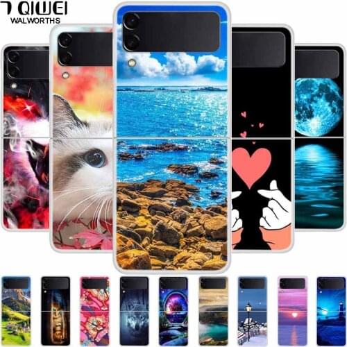 Painted Cover For Samsung Galaxy Z Flip3 5G Case ZFlip3 Plastic PC Landscape Phone Cases For Samsung Z Flip 3 Hard Clear Bumper