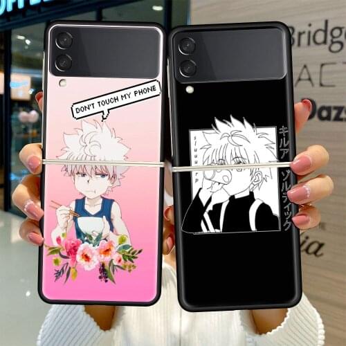 Black Hard Case For Samsung Galaxy Z Flip 3 5G Luxury PC Shockproof Phone Cover ZFlip 3 Bumper Fundas Hunter X Hunter Anime Sac