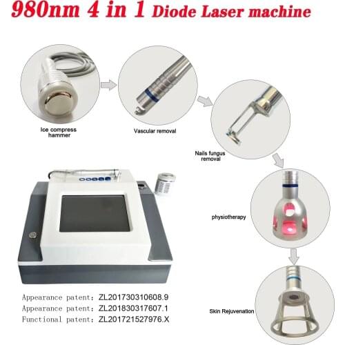 Best 980nm diode laser spider vein removal machine permanent vascular therapy spider veins/ Nail fungus laser salon home use