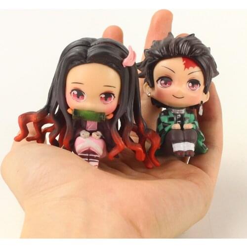 6cm 2pcs/Lot Anime Kimetsu no Yaiba Demon Slayer Q Posket Kamado Tanjirou Kamado Nezuko Action Figure Model Doll Toys