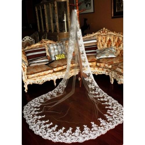 Lace bridal veil cathedral single layer white or ivory wedding veil bridal tulle veil with comb wedding accessories