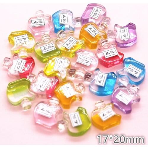 20pcs Kawaii Resin Simulation 3D Apple Shape Perfume Bottle Miniature Art Flatback Cabochon DIY Craft Decoration,17*20mm