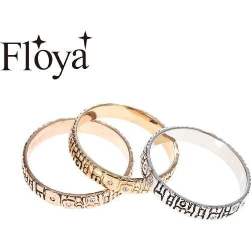 Floya Geometric Interchangeable Filled Rings Copper Material Women Stainless Steel Base Accessories Combination Ring Bague Acier