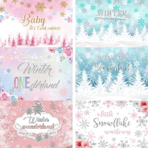 Winter Wonderland Photo Backgrounds Shiny Polka Dot Light Bokeh Snowflake Party BannerKids Photography Backdrops Photo Studio